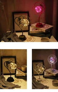 Retro metaal gaas LED bureaulamp USB decoratieve creatieve nachtlampje voor studenten slaapkamer