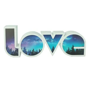 LED Love lichtletter met sterrenhemel bos ontwerp voor decoratie en cadeautjes.