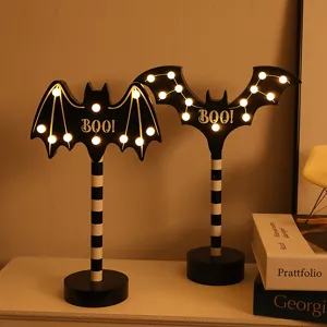 Halloween houten vleermuis LED nachtlampje bureaudecoratie voor feestartikelen