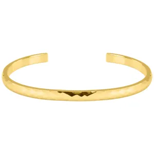 Bracelet Jonc Ouvert Facetté Plaqué Or 18K pour Homme Bijou Géométrique Poli de Luxe