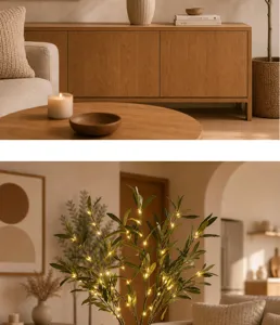 Finto ramo di ulivo luce LED decorativa per soggiorno camera da letto atmosfera calda