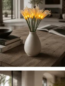 Calla Lis LED Lumière Fleur Artificielle Vase Céramique Veilleuse Décoration Maison