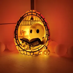 Halloween fantasma che legge libro resina ornamento tavolo luce notte decorazione.