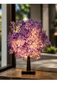 LED paarse bloemige boom lamp voor slaapkamer huis indoor sfeervolle decoratie verlichting