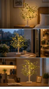 Lámpara de árbol LED de abedul con luces cálidas, decoración de mesa perfecta para dormitorio.