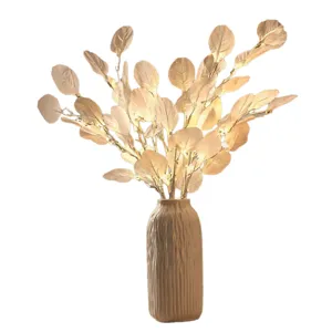 Lámpara de mesa LED nórdica minimalista eucalipto artificial decoración para el hogar