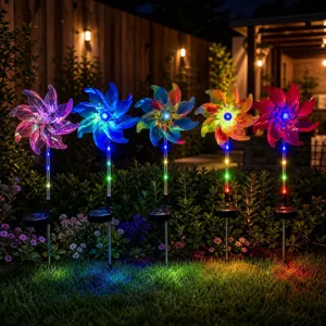 Solar LED Windrad Gartenleuchte wasserdicht Außenbereich Rasen Landschaft Deko Licht