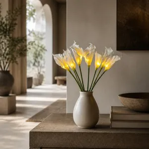 Lampe de table LED fleur de lys calla veilleuse d'ambiance pour décoration de chambre maison.