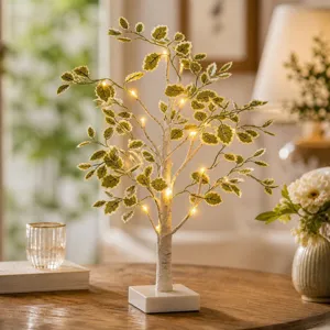Luz LED arbol decorativo, lampara rama de abedul mesa con luz calida para dormitorio acogedor hogar.