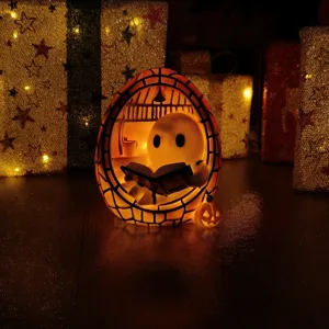 Halloween fantasma libro lettura luce notturna resina artigianato decorazione scrivania