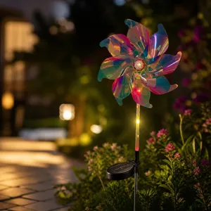 Solar irisierender Windrad Gartenleuchte wasserdichte Outdoor LED Rasen Landschaft Dekoration