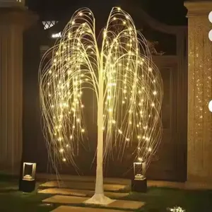 LED Weidenbaum Licht Detailaufnahme, leuchtende Stimmungsleuchte fuer Schlafzimmer und Party.