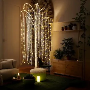 LED Weidenbaum Lampe Schlafzimmer dekorative Ambiente Lichterkette warmweiß Innenbeleuchtung