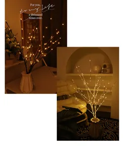 LED Zweiglicht Detailansicht, warme Raumbeleuchtung für Wohnzimmer und Schlafzimmer Deko.