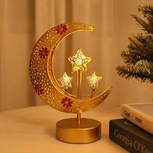 LED Iron Moon Star Lamp Holiday Decorative Night Light Home Decor Gift Ornament Table Lamp