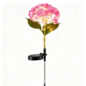 Solar Hydrangea Stake Lights Outdoor Garden Decor Waterproof LED Simulation Flower Lights For Pathway Yard Courtyard Atmosphere
