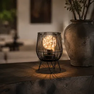 LED decorative table lamp vintage wire cage night light romantic warm mood lighting for home decor