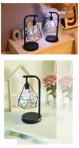 Gedetailleerd overzicht van de zwarte geometrische LED tafellamp voor slaapkamer.