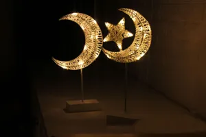 Handgemaakte rattan ster maan LED tafellamp voor kerst vakantie huis kamer decor verlichting
