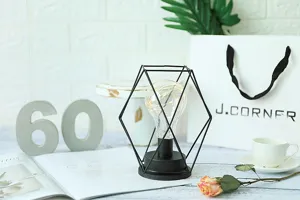 Geometrische ijzeren tafellamp LED lichterketting slaapkamer decor esthetiek mooi