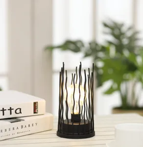 Noordse INS stijl ijzeren LED tafellamp nachtlampje met warme koperdraad lamp voor gezellige deco.