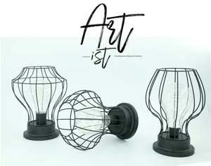 Vintage industriële ijzeren draad tafellamp met LED lamp, ideaal voor woonkamer decoratie.