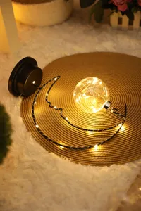 LED moon night light with glass ball, warm glow for kids bedroom decor and cozy home ambiance.