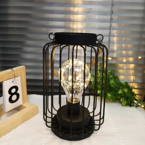 Linterna LED de cuerda de cáñamo de hierro recargable luz nocturna para bar y dormitorio dec