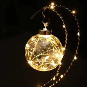 Glass ball LED string lights, warm night light for bedroom, holiday atmosphere decoration.