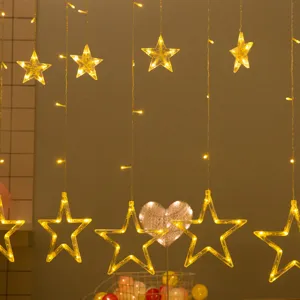 LED Ster Gordijn Lichterketting Kunststof Kerstmis Feeënlichterketting Stekker In Lamp Voor Slaapkamer Festiviteit Thuis Decor