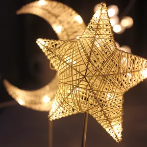 LED ster maan rattan decoratief nachtlampje warm gloeiende tafellamp vakantie licht