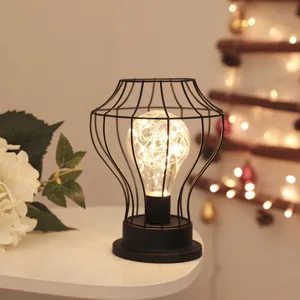 Vintage LED IJzeren Draad Bureaulamp Creatieve Lichtketting Nachtlampje Woondecoratie