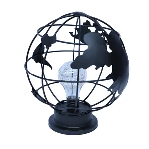 LED ijzeren globe tafellamp nachtlampje decoratieve metalen wereldbol bureaulamp woonkamer