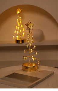 Goldene LED Weihnachtsbaum Tischlampe Deko Licht fur Schlafzimmer und Wohnzimmer
