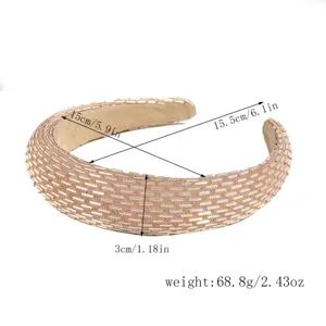Cerchietto per capelli largo con perline elegante accessorio moda donna chic 15cm