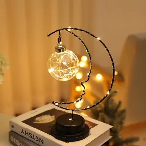 LED crescent moon night light table lamp decorative copper wire lamp bedroom bedside gift