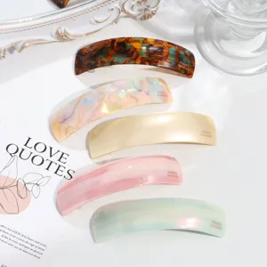 Elegante Molletta per Capelli a Molla in Acetato per Donna Clip per Coda di Cavallo Fatta a Mano Francese Fermaglio per Capelli Tartarugato in Marmo Accessori per Capelli di Moda