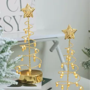 Goldene spiralförmige Weihnachtsbaum LED Tischlampe für gemütliche Raum Deko festliches Licht