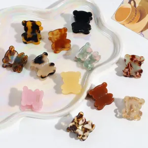 Cute Acetate Mini Bear Claw Clip Cartoon Animal Texture Hair Jaw Clips Delicate Small Bangs Hairpin Hair Accessories For Kids