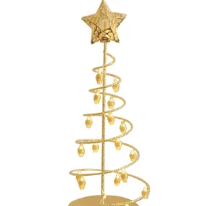 Goldene spiralförmige Weihnachtsbaum LED Tischlampe Heimdekoration festliche Beleuchtung