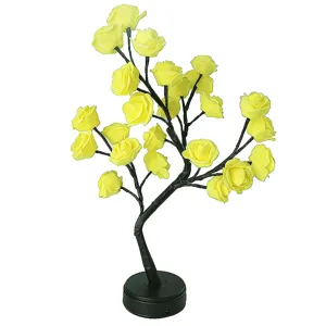 Hoofdproductweergave van LED rozenboom met prachtige gele bloemen en zwart takkenontwerp.