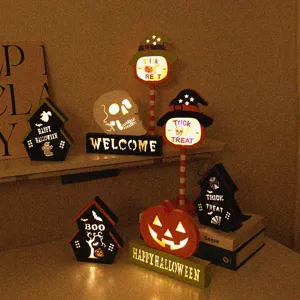 Halloween LED houten decoratieve verlichting set, griezelige tafel rekwisieten feest.