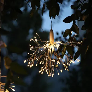 LED boom hangende vuurwerk licht, buiten tuin decoratieve sterrenburst koperdraad.