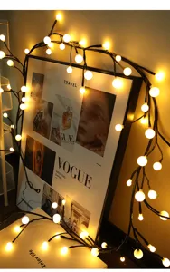 LED-lichtsnoer van wijnstokken voor gezellige slaapkamer woonkamer decoratie detailweergave