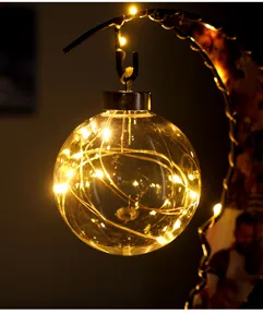 Lampe creative en fil de cuivre LED en forme de lune globe en verre suspendu veilleuse cadeau