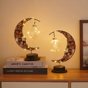 Lampe de bureau LED en forme de lune croissant avec photo, guirlande lumineuse chaleureuse.