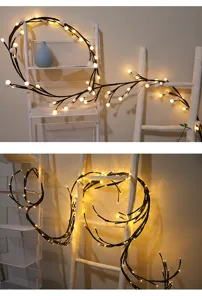 LED takken lichtketting detail weergave, warm geel licht, flexibele decoratieve verlichting
