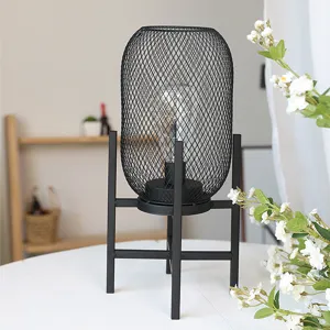 Creative Mesh Lantern Night Light Modern Minimalist Iron Mesh Table Lamp Battery Operated Warm White LED Lamp For Bedroom Home Decor