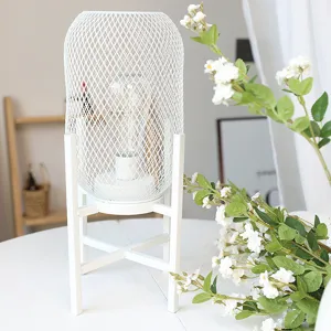 Creative white mesh lantern decorative table lamp for cozy bedroom bedside lighting