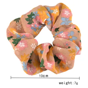 Coletero para el pelo con estampado floral, soporte de coleta de tela marrón vintage, 10cm.